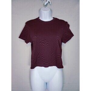 DSG Athletic Cropped Tshirt Womens Small Wine Color Abstract Wave Activewear